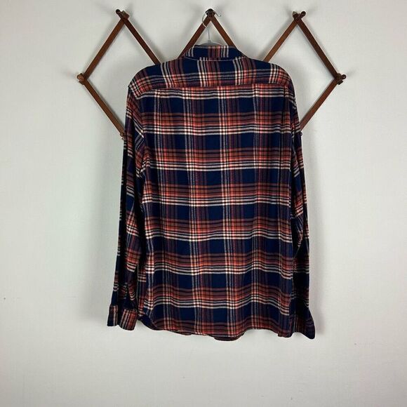 J. CREW Plaid Flannel Shirt Blue Orange Size XXL GUC N438 - Picture 4 of 5